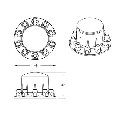 Chrome Plastic Dome 33mm Rear Axle Cover Thread-On Set