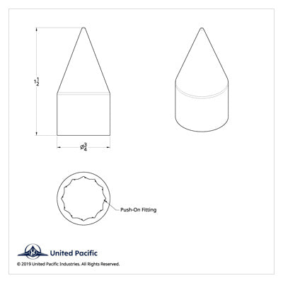 9/16" X 1-1/2" Chrome Plastic Spike Nut Cover - Push-On