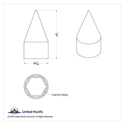 1-1/2" x 4-1/8" Chrome Plastic Spike Nut Cover