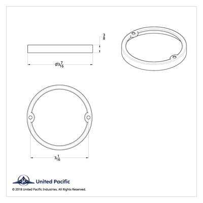 Stainless Steel Low Profile 3-3/16" Cab Light Bezel