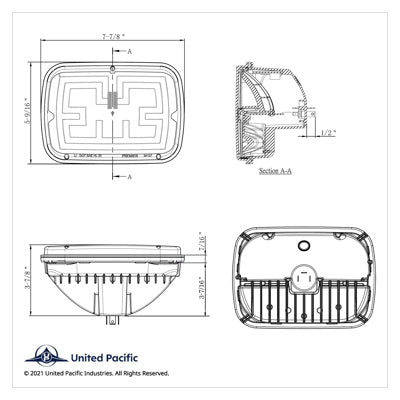 ULTRALIT - Heated 5" X 7" LED Headlight With Polycarbonate Lens & Housing