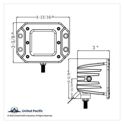 4 High Power LED Flange Mount Work Light - Flood Light