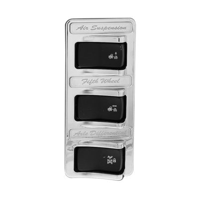 Chrome 3-Rocker Switch Cover For Peterbilt 579 (2012-2019) & 567 (2014-2019)