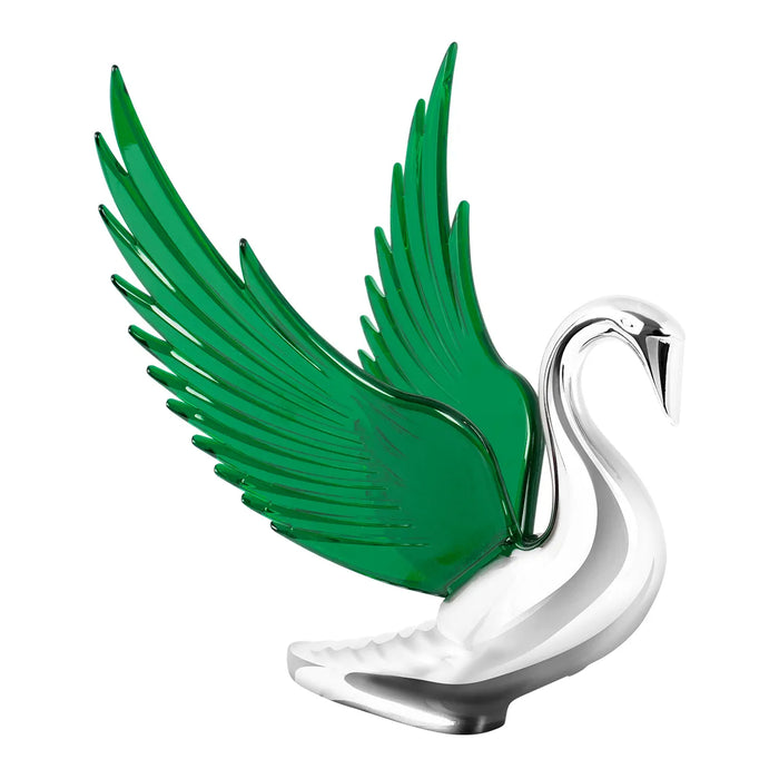 WindRider Chrome Swan Hood Ornament - Green