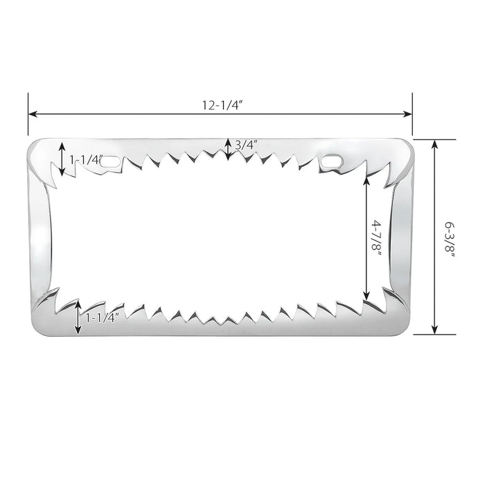 Shark Teeth License Plate Frame - Chrome