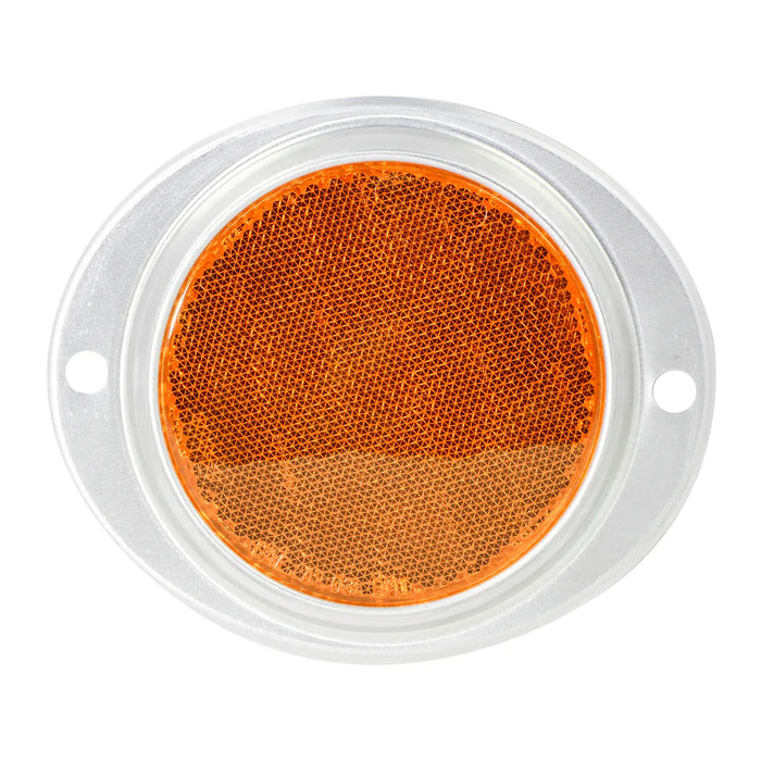 3″ Round Reflector w/ Aluminum 2 Hole Screw Mount Base - Amber