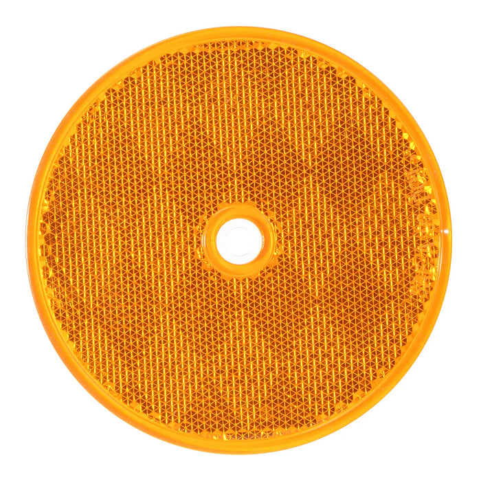 3-1/4″ Round Reflector - Amber w/ Center Mounting Hole