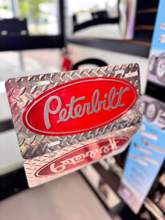 Peterbilt Diamond Plate (Aluminum) Vanity Plate - Red
