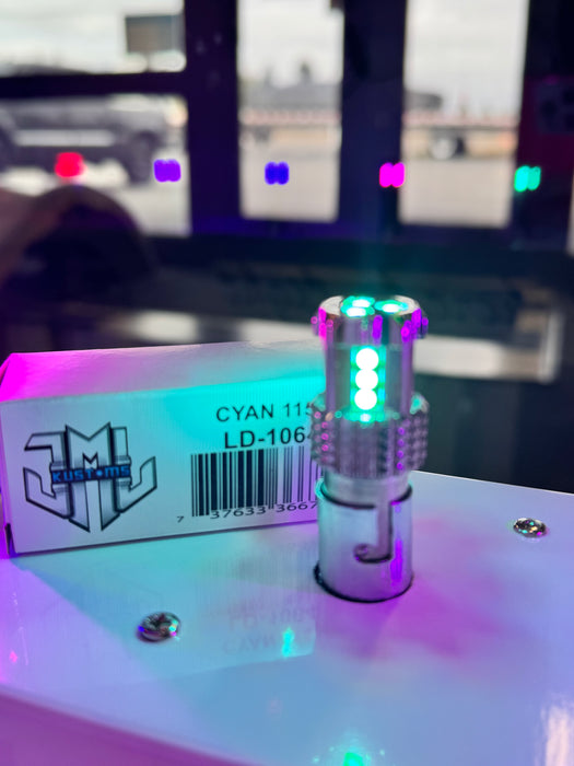 Cyan - 1157 Single Color 15 LED Bulb for Glass - JML