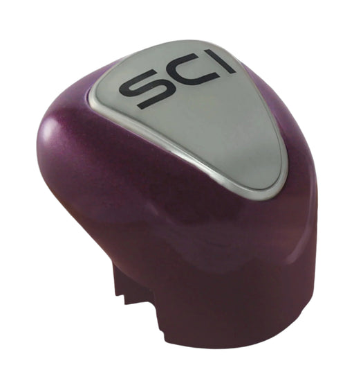 Purple and gray gear shift knob with 'SCI' branding on a white background