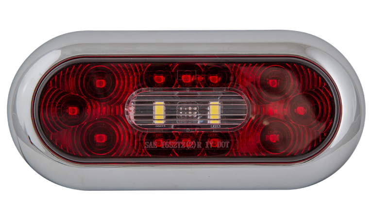 6" Oval Combination Stop/Turn/Tail With Backup Light, Surface Mount - HD61014RW