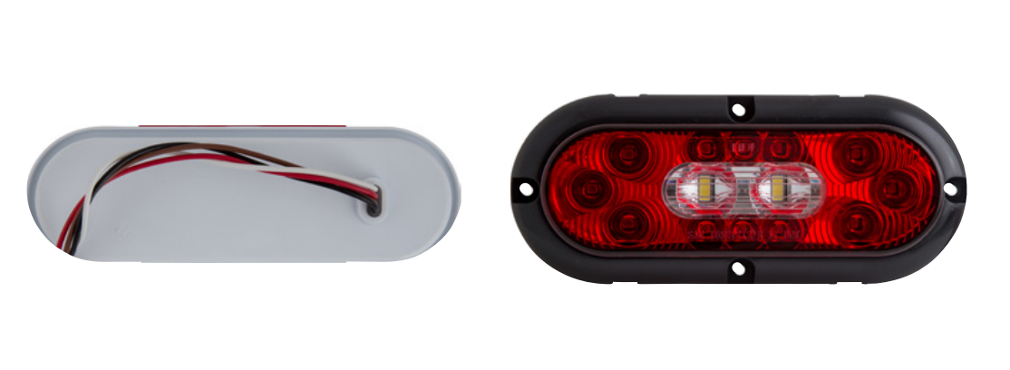 6" Oval Combination Stop/Turn/Tail With Backup Light, Surface Mount - HD61014RW
