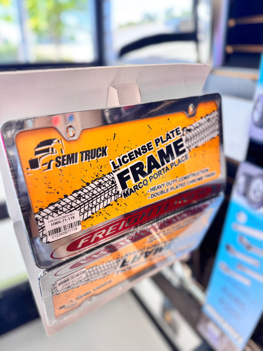 Freightliner Chrome License Plate Frame - Red Logo
