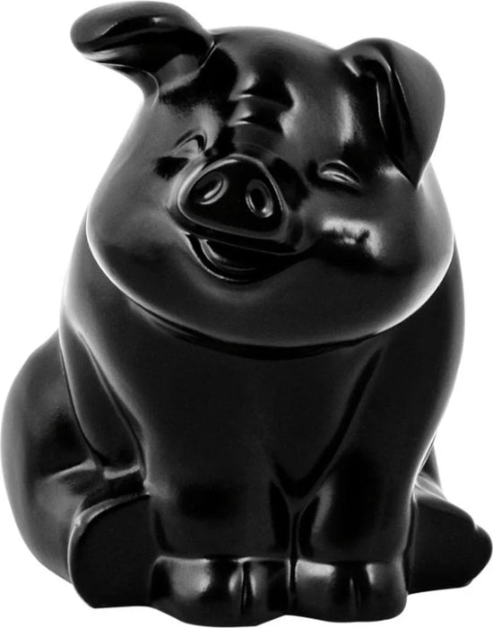 Matte Black Smiling Pig Hood Ornament