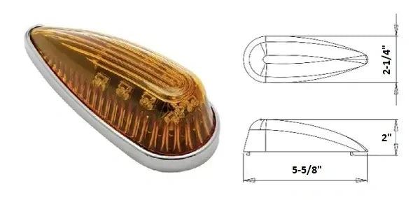 Marker Light Signature Teardrop 14 SMD Amber Curved Chrome Base