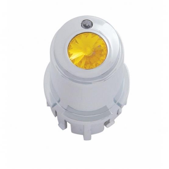 CHROME PLASTIC 2006+ KENWORTH CENTER A/C CONTROL KNOB W/ DIAMOND - AMBER