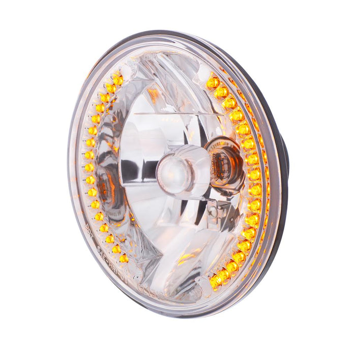 ULTRALIT - 7" Crystal Headlight With 34 Amber LED Position Light - Clear Lens