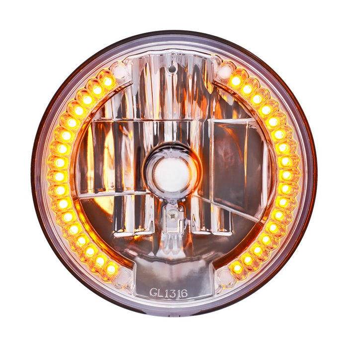ULTRALIT - 7" Crystal Headlight With 34 Amber LED Position Light - Clear Lens