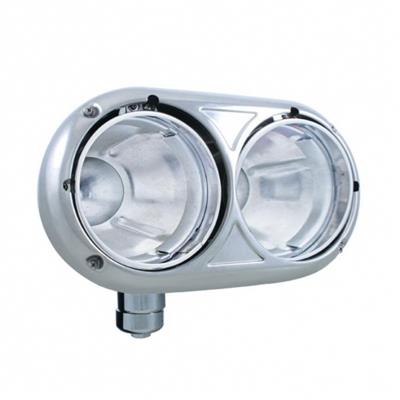Peterbilt 359 Style Dual Headlight Housing in Stainless Steel - Driver