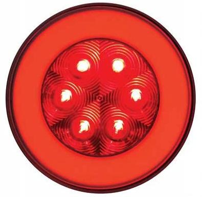21 LED 4 Inch Round S/T/T & P/T/C GLO Light - Red LED / Red Lens
