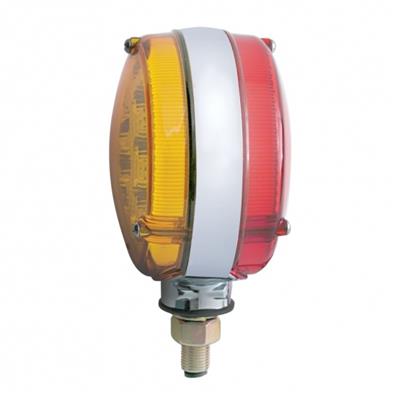 42 LED Reflector Double Face Single Stud Turn Signal - Amber / Red Lens