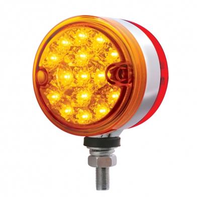 15 LED 3 Inch Dual Function Double Face Reflector Light - Amber & Red LED / Amber & Red Lens