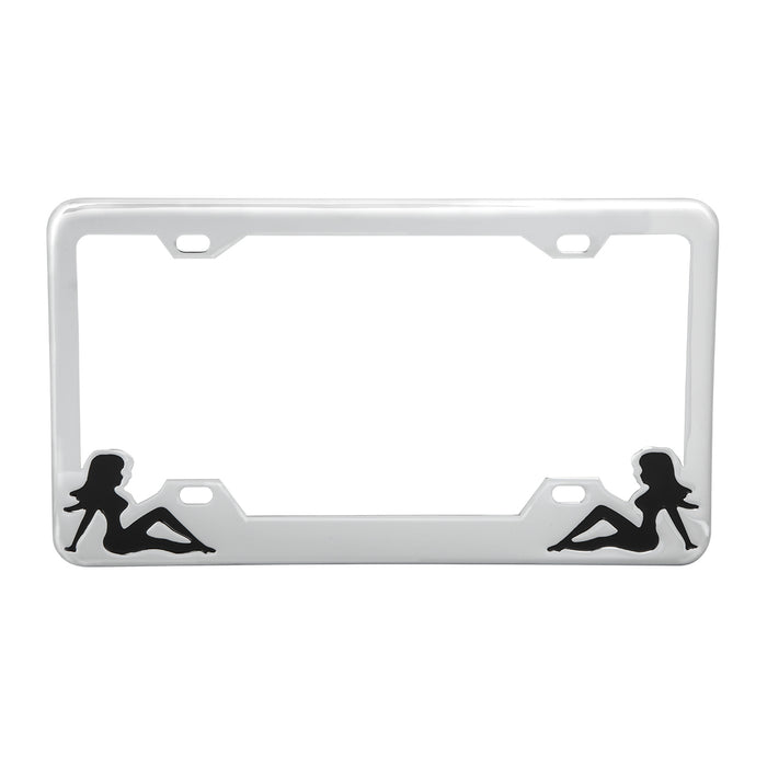 Sitting Lady License Plate Frame - Black