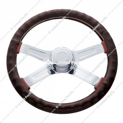 18" Leather Steering Wheel Cover - Dark Brown