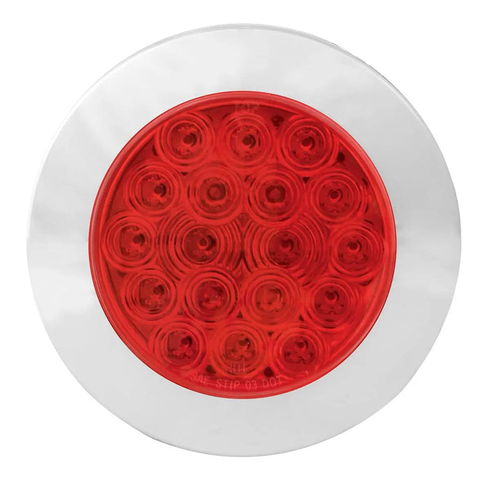 4 Inch Fleet Flat Surface Mount LED Light With Chrome Twist And Lock Bezel - Red LED/Red Lens