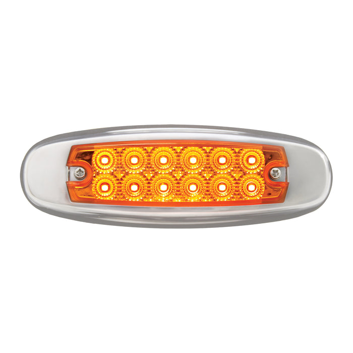 Ultra Thin Dual Function Spyder LED Light With Stainless Steel Bezel - Amber LED/Amber Lens