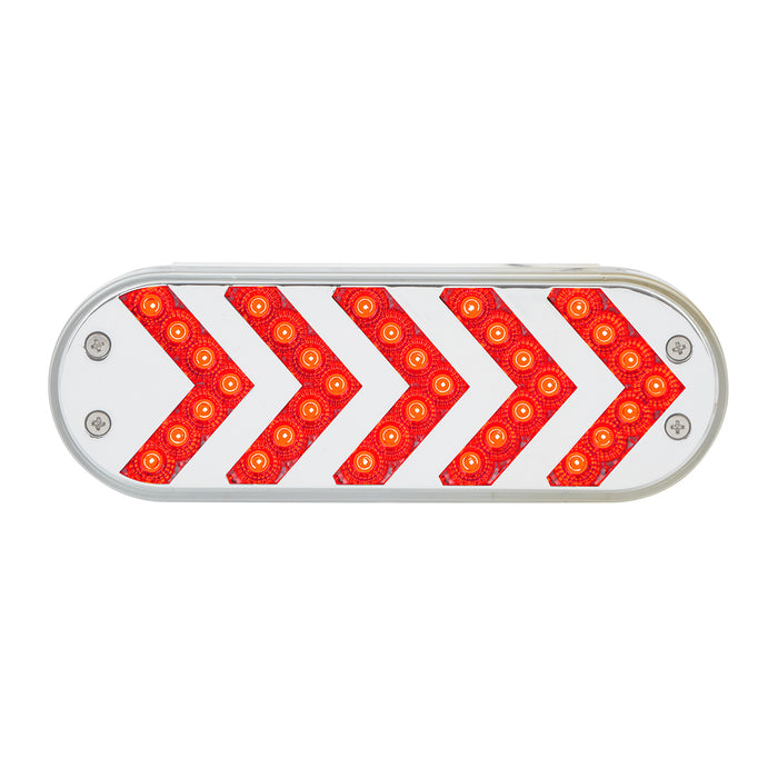 Oval Sequential Arrow Mid-Turn Spyder LED Light - Red LED/Clear Lens