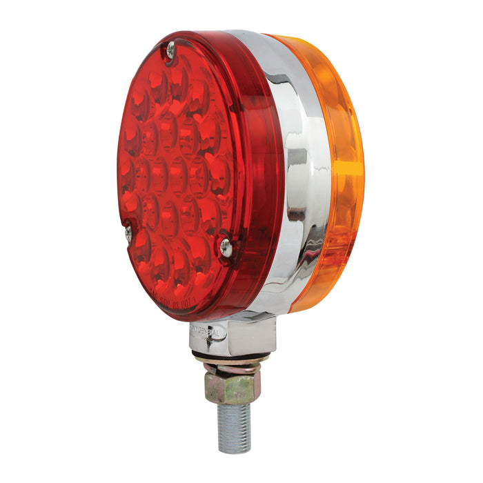 4 Inch Double Faced Pearl 24 LED Per Side Lights - Side A: Amber LED/Amber Lens - Side B: Red LED/Red Lens