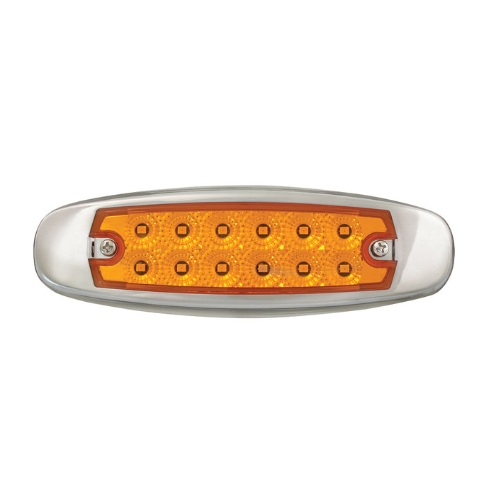 Ultra Thin Spyder LED Marker Light With Stainless Steel Bezel - Amber LED/Amber Lens