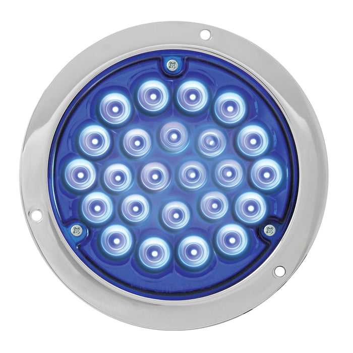 4 Inch Pearl 24 LED Light - Interior -  Blue LED / Blue Lens - Chrome Housing