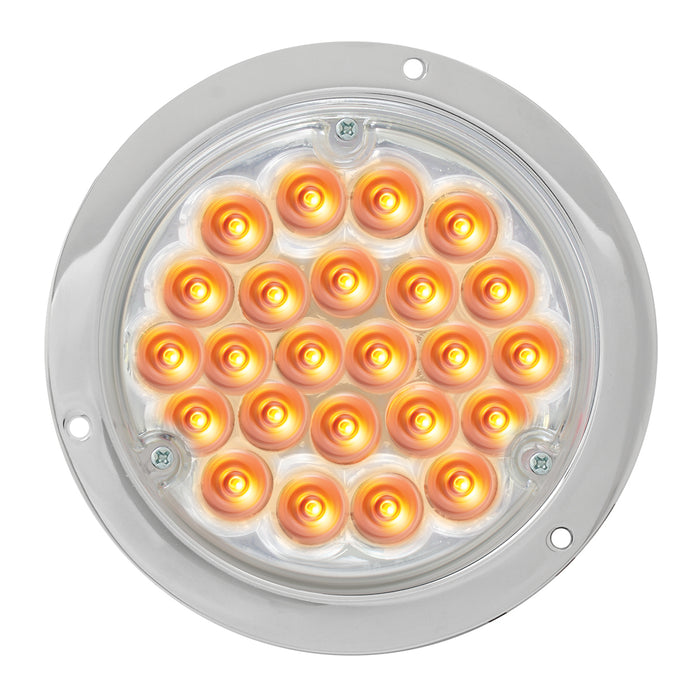 4 Inch Round Pearl Series 24 LED Dual Function Light - Amber LED / Clear Lens - Park/Turn/Clearance Function
