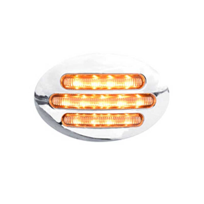 13 LED Flatline Small Side Marker Light with Chrome Housing - Amber LED / Clear Lens