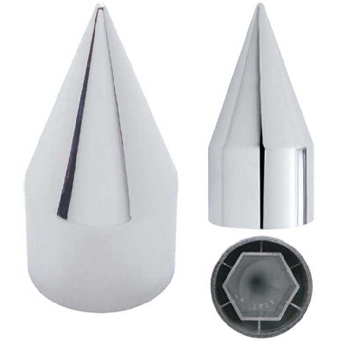 33mm Push-On Chrome Plastic Spike Nut Cover with Flange