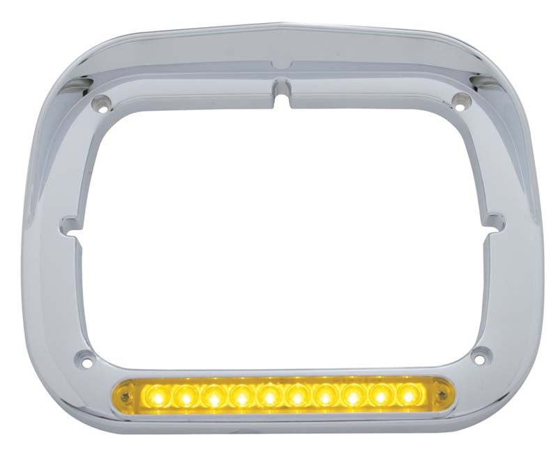 10 Amber LED 6 Inch by 8 Inch Rectangular Headlight Bezel - Amber Lens